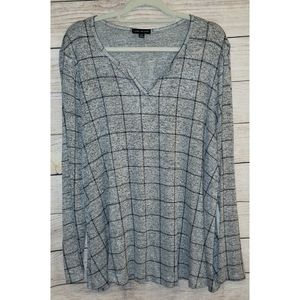 Lane Bryant Black and Grey V-Neck Top Size 18/20